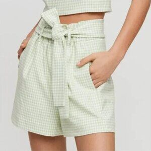 Aritzia Wilfred Pastel Green Gingham Shorts Size 0